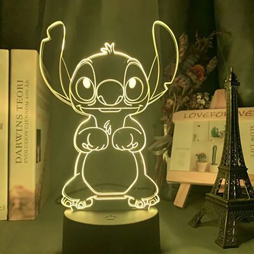 Disney Lilo & Stitch Led Light Figures Star Baby Usb Colorful Touch Remote  Control 3d Desk Lamp Night Light Kids Birthday Gift