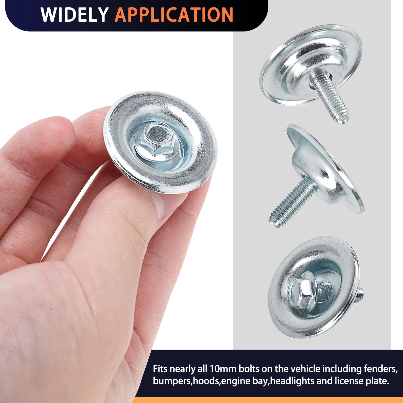 Merriway 70 Pcs Penny Repair Mudguard Washers Assortment - Large Flange, Bzp Steel, Silver