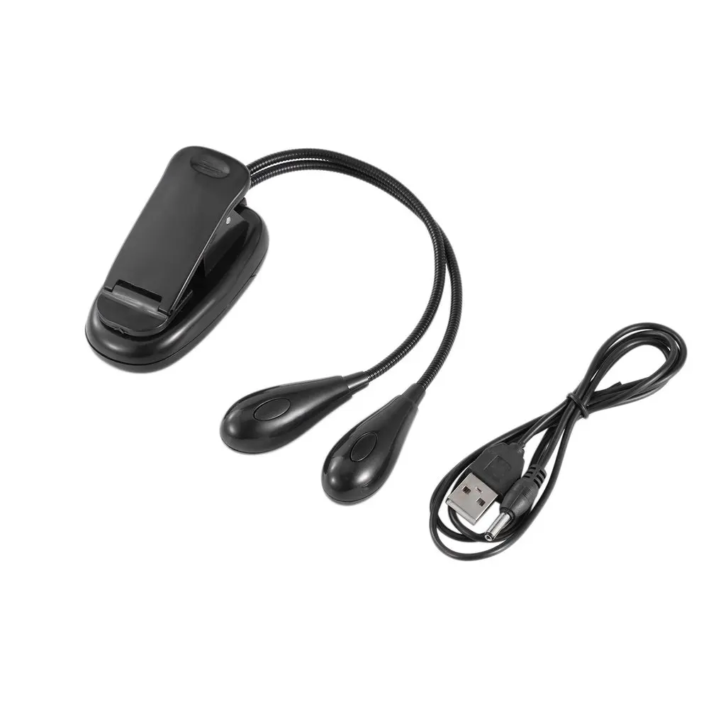 

Adjustable Goosenecks Black Clip-on 2 Dual Flexible Arms 4 LED Clip-on Light Eye Protection Lamp Desk Table Lamp For ReadingWork