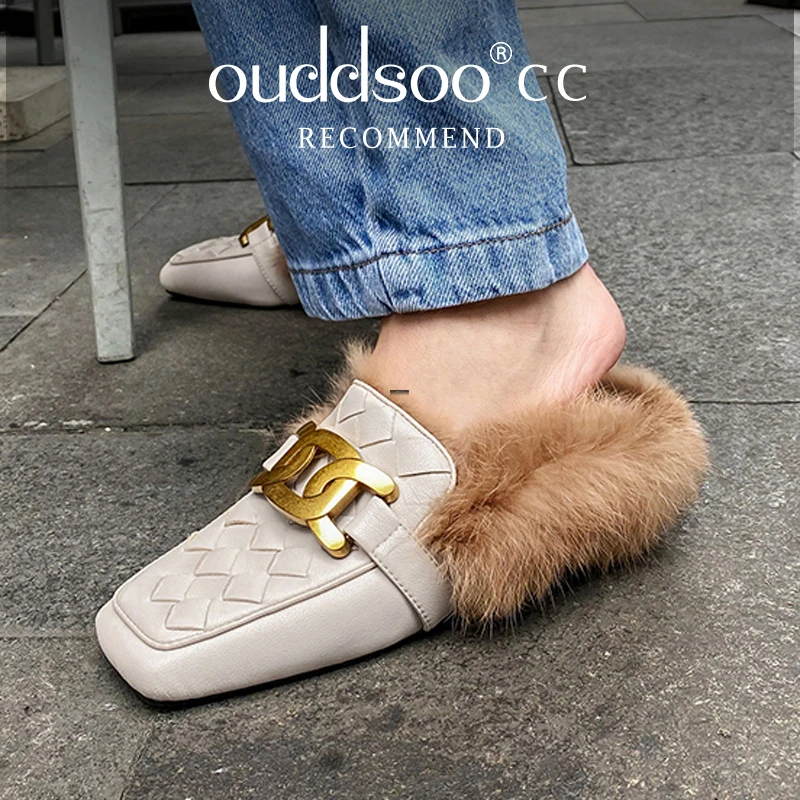 

ODS/Зимние теплые плюшевые Мокасины с золотой металлической пряжкой; Zapatos Mujer; Повседневная женская обувь на мягкой подошве; Женская обувь на плоской подошве с круглым носком; 40