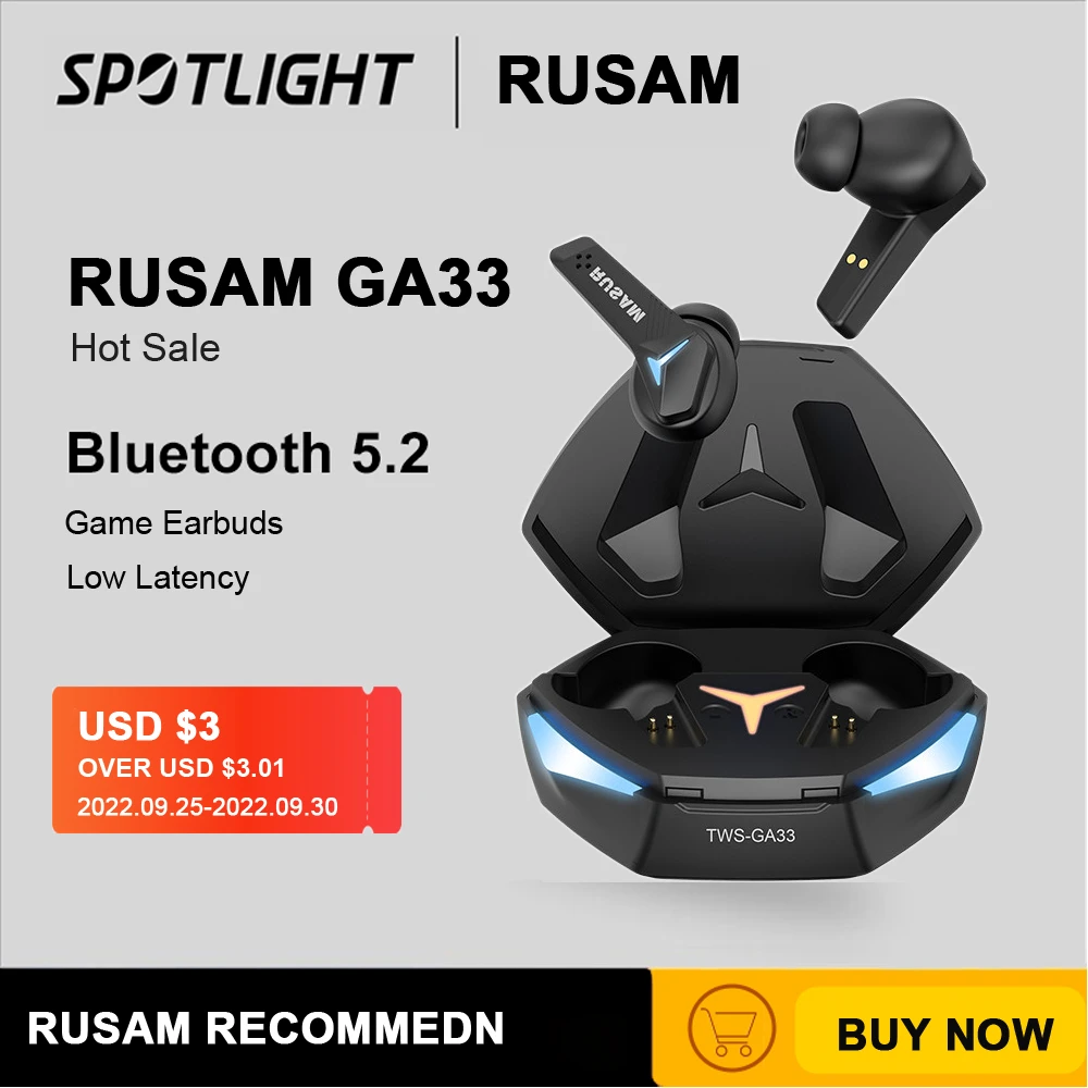 Rusam Ga33 Game Headset Low Latency Bluetooth Headphones Tws Wireless ...
