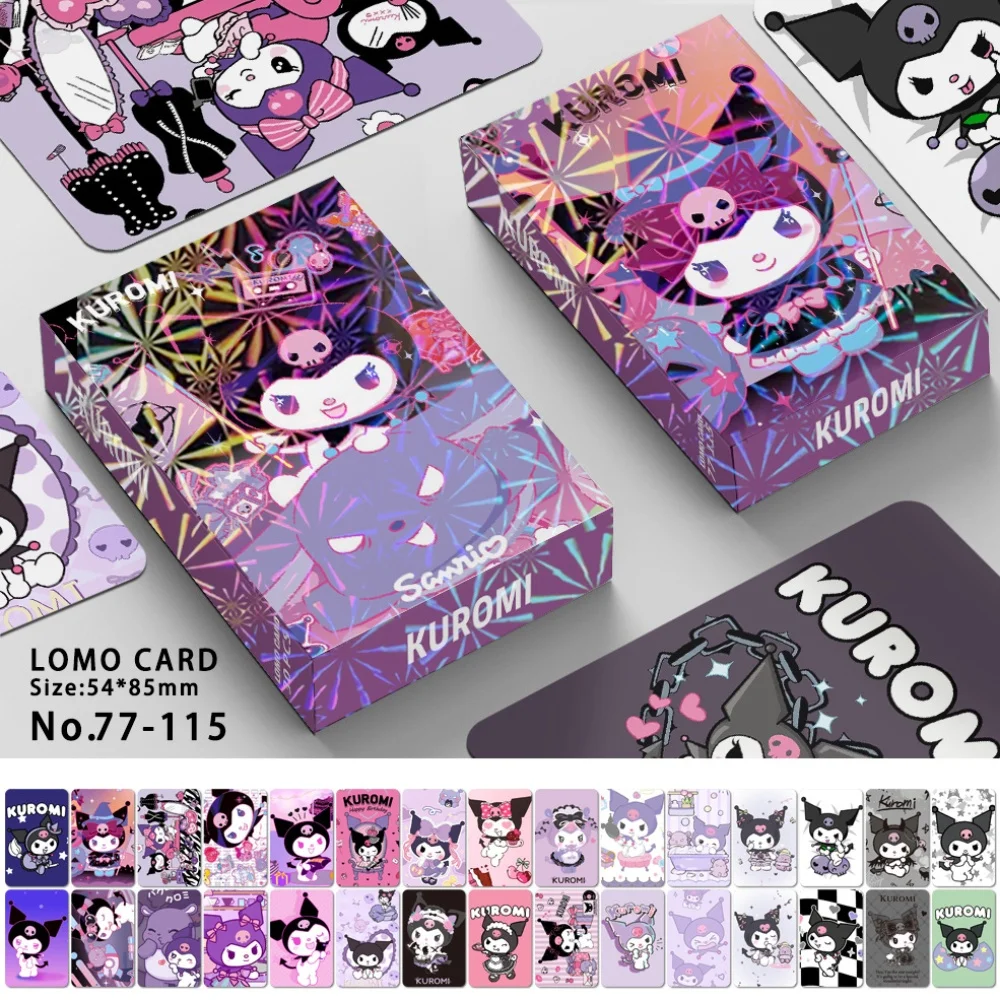 30pcs/Box Sanrios Hello Kitty Card Kawaii Kuromi Cute Little Laser Cards Classic Postcard Souvenir Collection Girl Birthday Gift