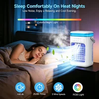 Ventilateur Climatiseur Portable USB, Ventilateur Humidificateur d'Air pour Bureau, Refroidisseur d'Air Portable pour la Maison, Ventilateur de Refroidissement de Bureau avec Veilleuse 5
