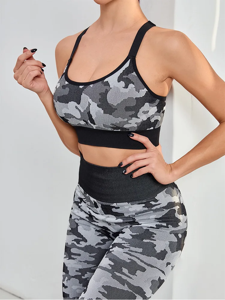 Ropa Conjunto Camuflado Mujer Conjunto De Yoga De Camuflaje Sin