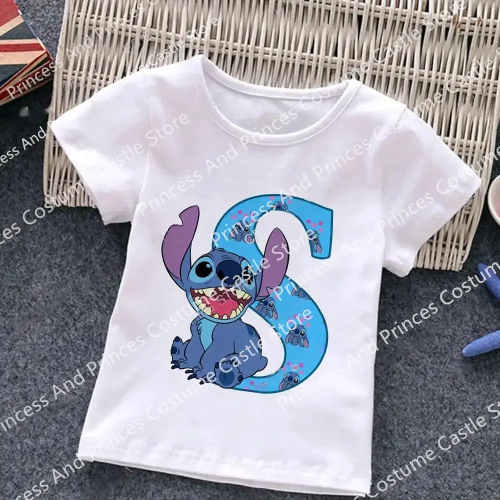 thumbnail image 1 of Camiseta de algodón con letras ABCD de Stitch para niños, camisetas combinadas, camisetas de dibujos animados Kawaii, ropa informal para niños y niñas, camisetas Harajuku para niños y niñas, 1 of 5