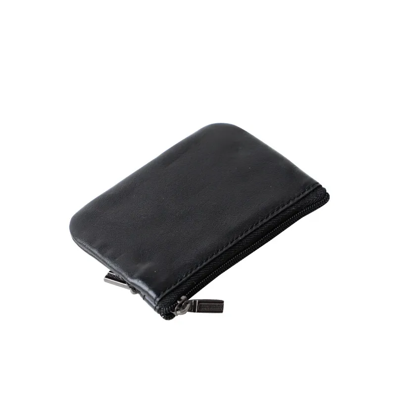 Mini Genuine Leather Wallet Simple and Portable Small Zipper Retro Coin Bag for Men and Women Slim Credit Card Holder coin purse coin wallet change bag card wallet women wallet
