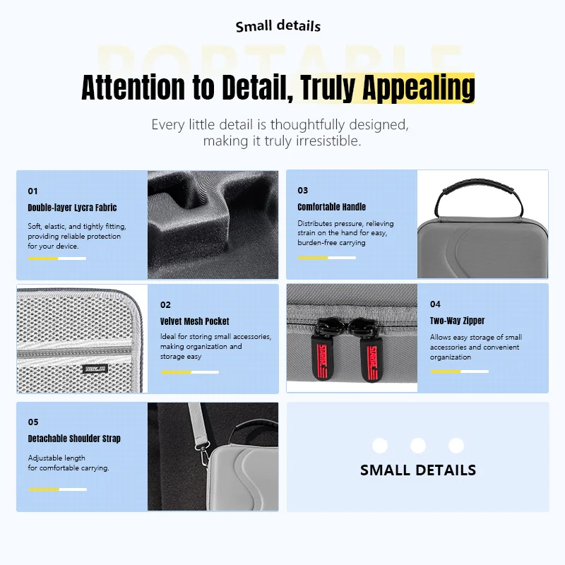 OM7 Portable Storage Bag for DJI Osmo Mobile 7 / 7Pro Handheld Stabilizer Accessory Carrying Case PU Travel Shoulder Bag Handbag