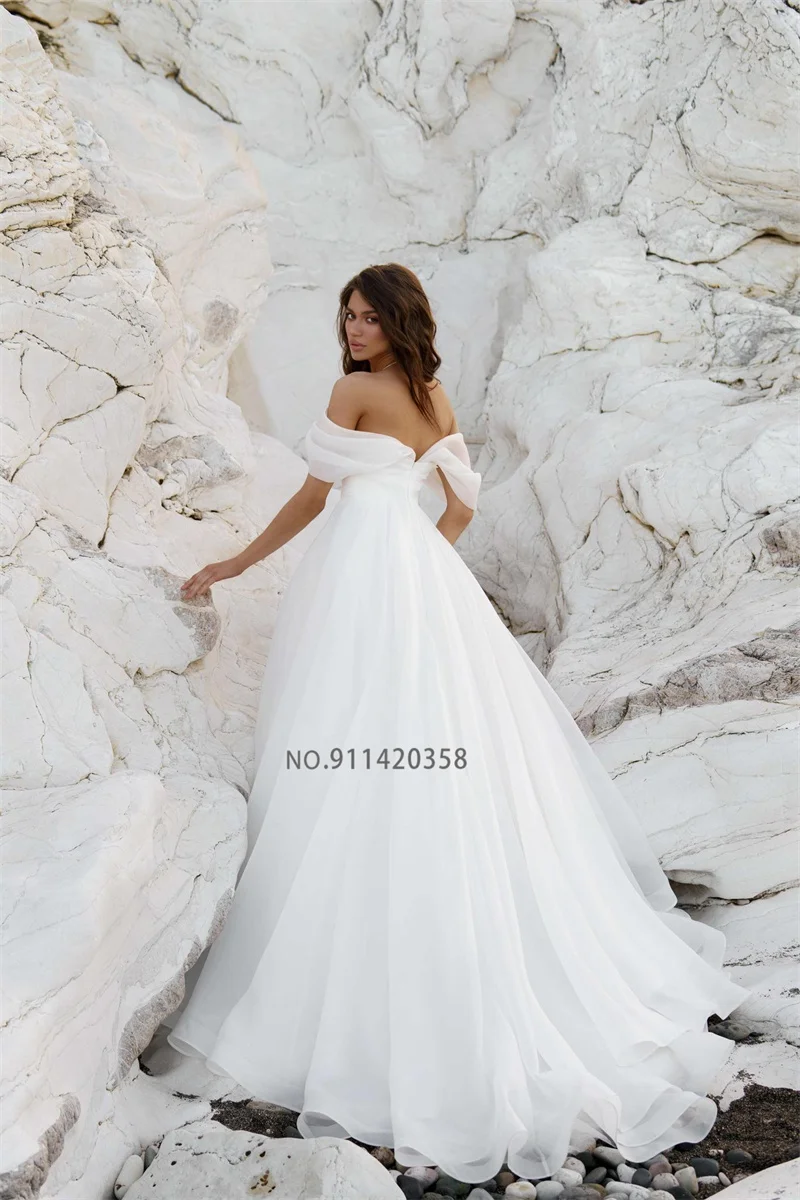 맞춤형 럭셔리 Strapless 공주 A 라인 웨딩 드레스 오프 숄더 코트 트레인 신부 가운 Vestido de Novia 플러스 사이즈