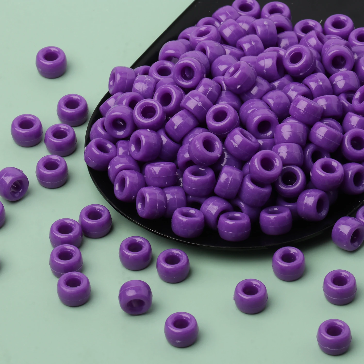 1000 perline da pony, 9 mm, in plastica viola, per collane, perline per capelli, trecce per ragazze, portachiavi, creazione di gioielli (viola