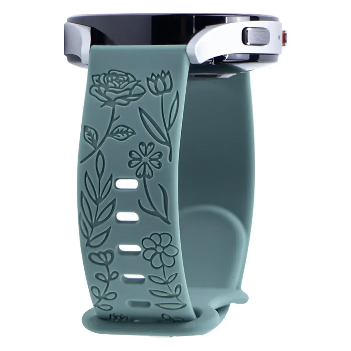 Rose Engraved Floral Watch Band - 18mm, 20mm, 22mm
