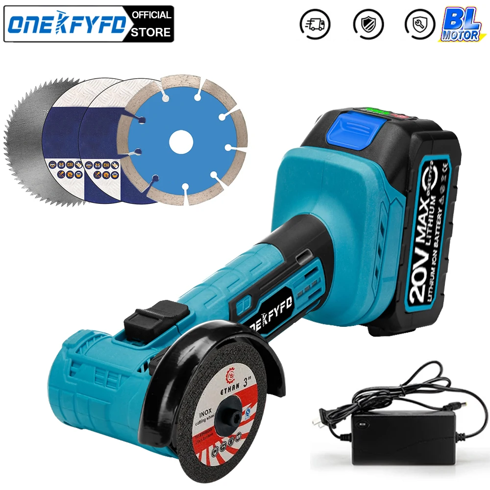 Brushless Mini 3inch Electric Angle Grinder Rechargeable 180&deg; Rotation Polishing Machine For 18V Makita Battery