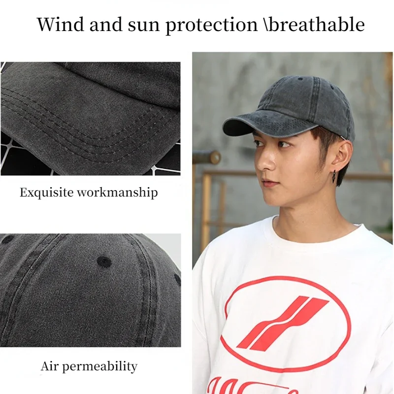 Vintage Washed Cotton Baseball Cap Sun protection all-match Hats fashionable outdoor sports Cycling fishing stylish peaked cap baseball hat