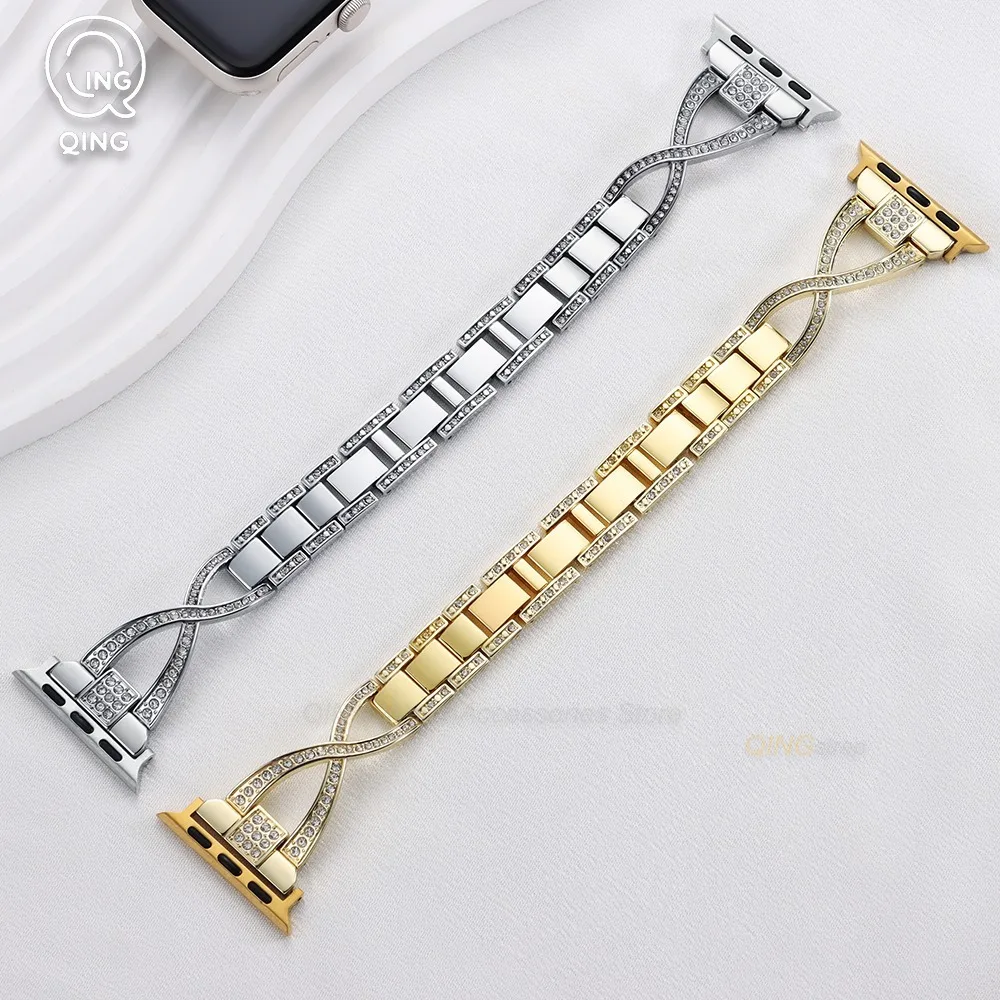 Sparkling Diamond Metal Strap: Luxury Glitter Bracelet