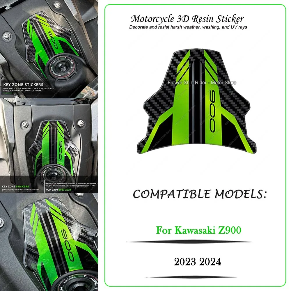 

For Kawasaki Z900 2023 2024 3D Epoxy Resin Stickers Waterproof Scratch-Resistant Motorcycle Area Key Ignition Protective Sticker