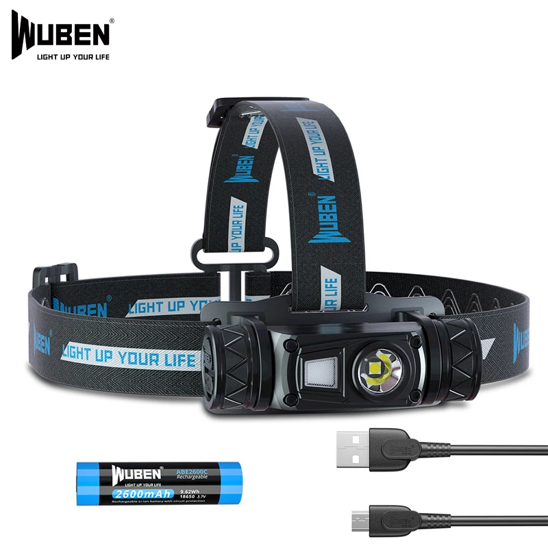Светодиодный налобный фонарь WUBEN H1 с зарядкой от USB 1200 лм 10 режимов IP68