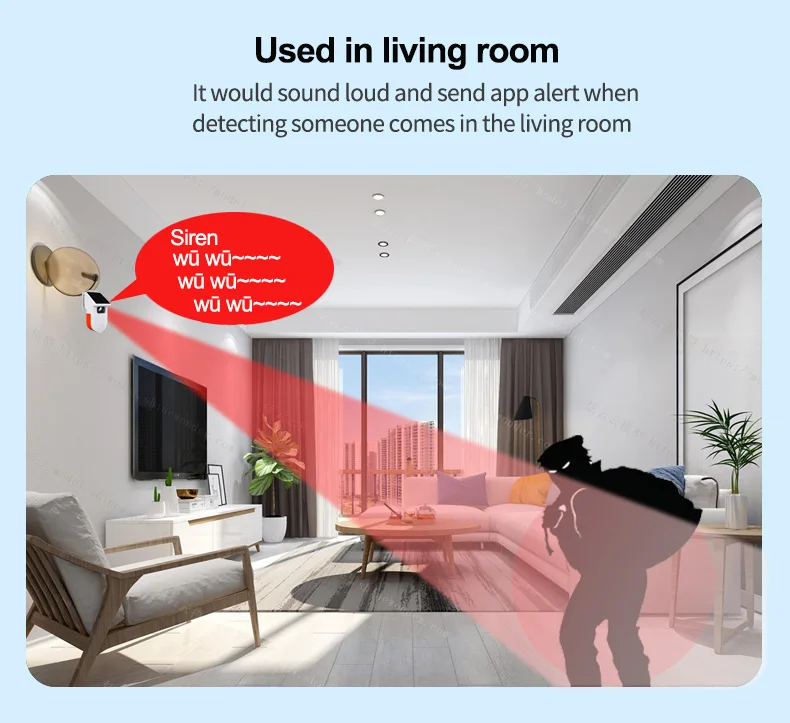 Tuya Wifi Solar Microwave PIR Motion Alarm Sensor, Ring Doorbell Infrared Detect