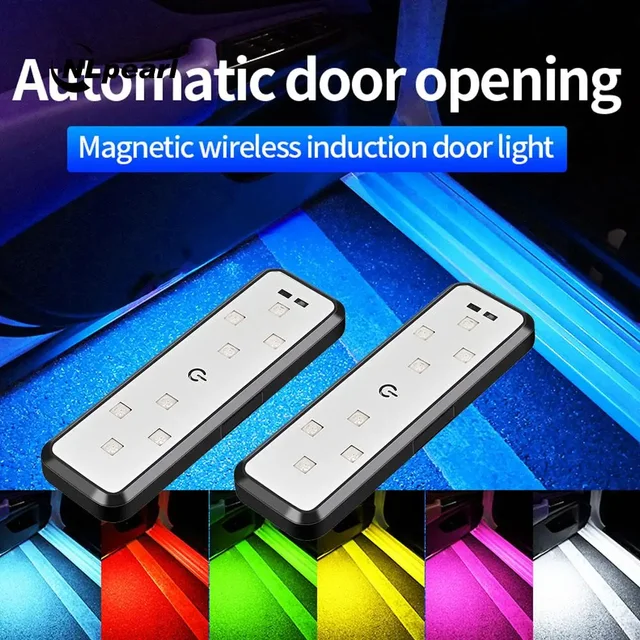 2/4Pcs Car Warning Door Light LED Anti-collision Door Burst Flashing Light Inductive Atmosphere Welcome Light Wiring Free