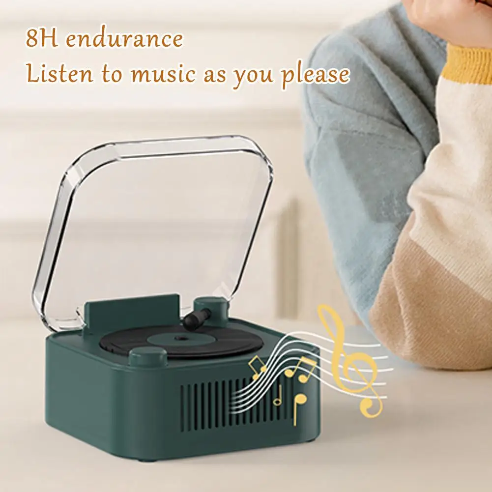 Retro Turntable Wireless Bluetooth-compatible Speaker Mini Portable Player Gift Card Desktop Record Ornaments Turntable Speaker 3