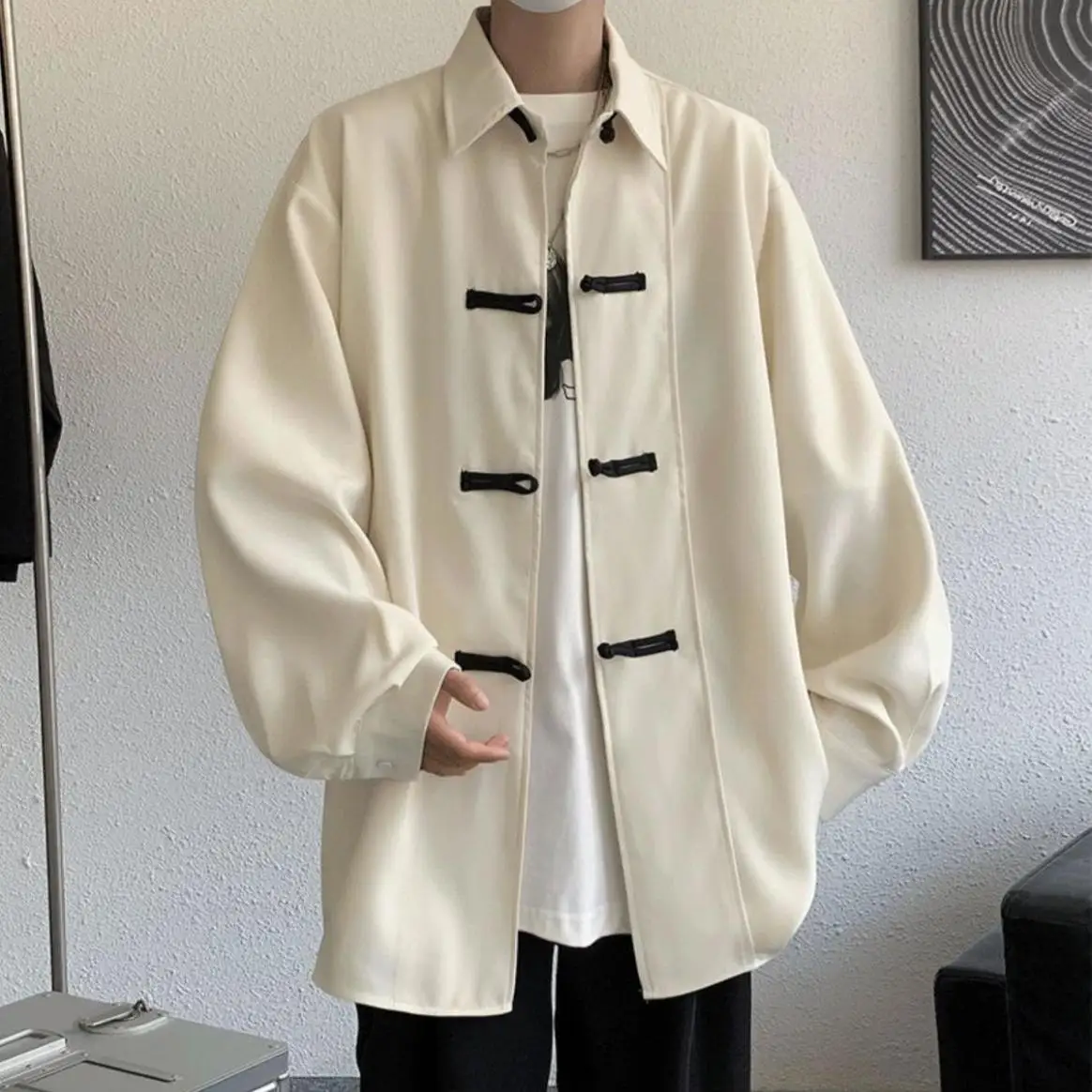Men Fashion Tang Clothing Coat Vintage Button Down Tops New Chinese Style Clothes Improved Hanfu Male Hip Hop Streetwear