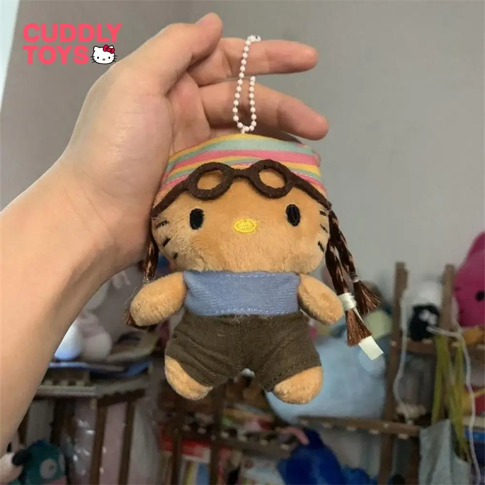 

Hello Kitty Plush Keychain Cartoon Dirty Braids Black Skin Kitty Soft Cotton Bag Decor Hello Kitty Plush Pendant for Child Gifts