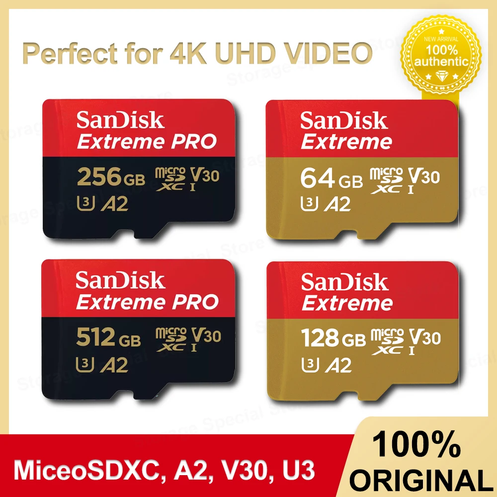 Carte Micro SD SanDian Extreme Pro - 2 To Haute Vitesse (128/256/512 Go Aussi Dispo)
