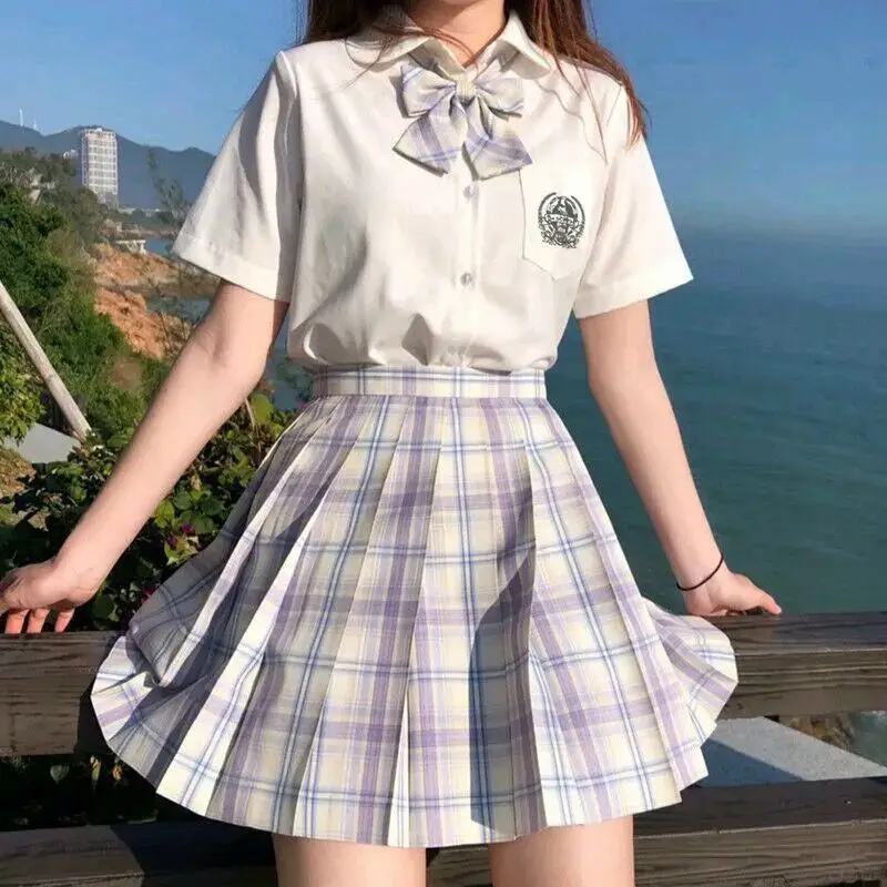 

High Waist Solid Pleated Mini Skirt for Women Summer Spring Korean Preppy Style Fashion Cute A-line Skirts Y2K Skort Clothes