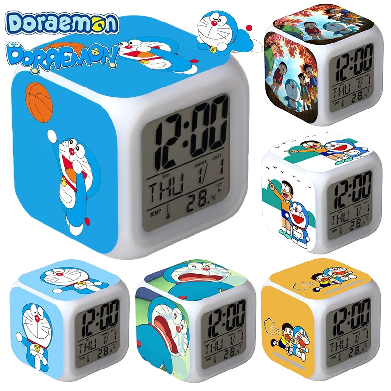 Doraemon Nobita Digital Alarm Digital 7 Colors Change Led Clock Anime Cute Cartoon Night Light Orologio Colorato Che Cambia Vendita Calda