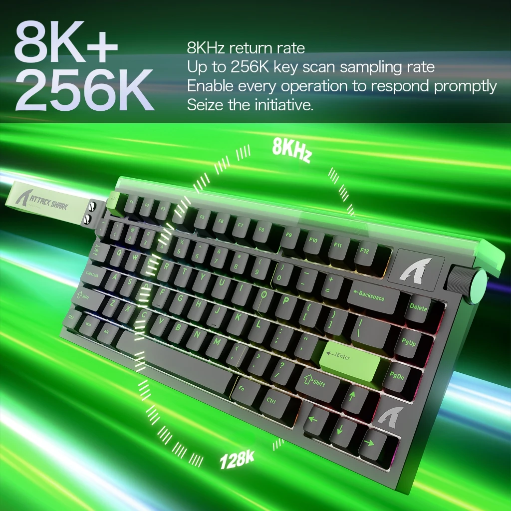 ATTACK SHARK R85HE 마그네틱 축 게이밍 유선 키보드 8KHz 속도 0.005mm RT 정밀도 조절 가능 5중 방음 충전재 RGB