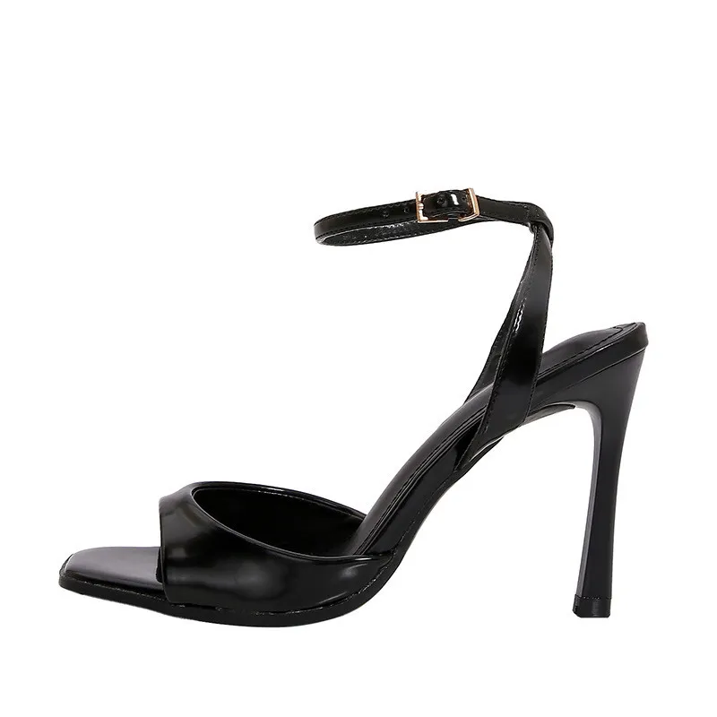 Women Sexy Square Open Toe High Heels Ankle Strap Buckle Heeled Sandals Summer Elegant Party Office Shoes