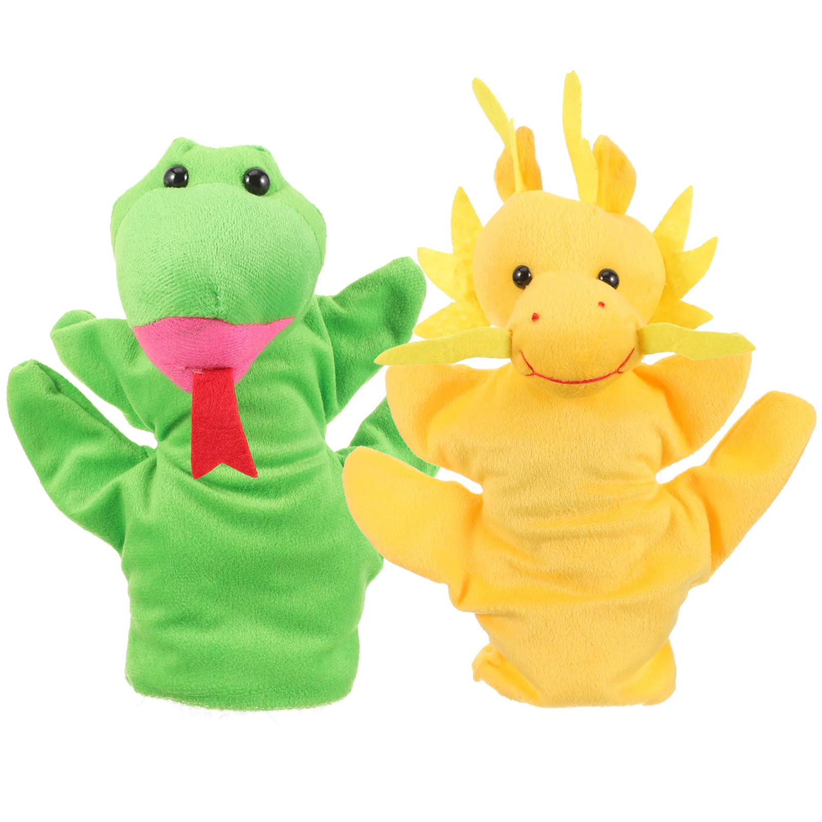 2Pcs 동물 인형 손 인형 부드러운 소재 대화 형 스토리 텔링 놀이 개선 부모 자녀 관계 어린이를위한 선물