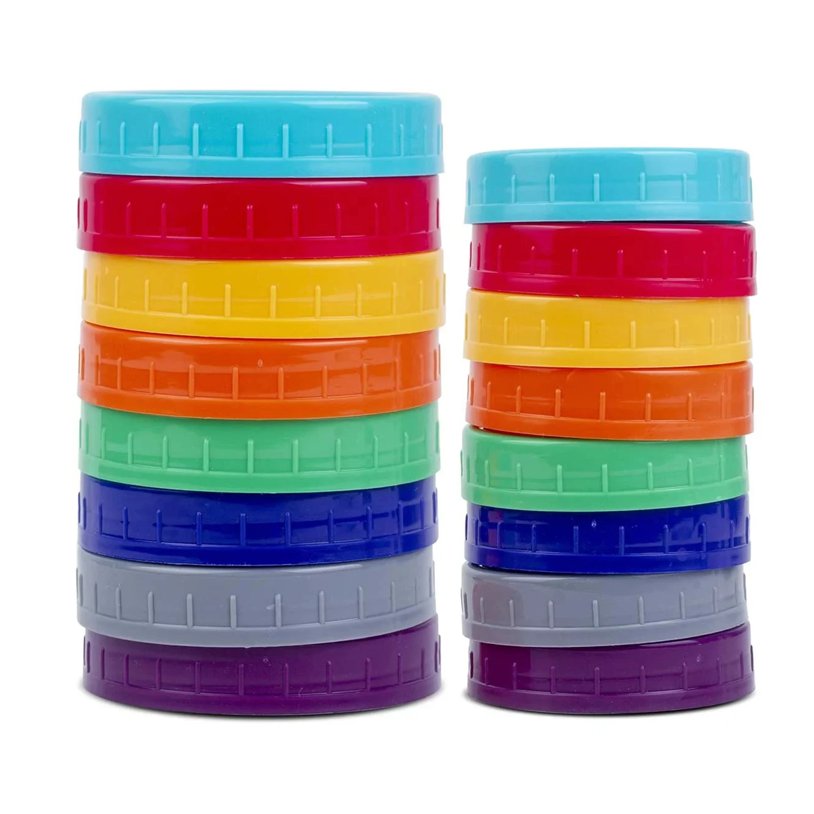 

16pcs Assorted Color Anti Scratch Recyclable Mason Jar Lid Regular Wide Mouth Canning Sealing Food Grade Caps Leakproof Reusable
