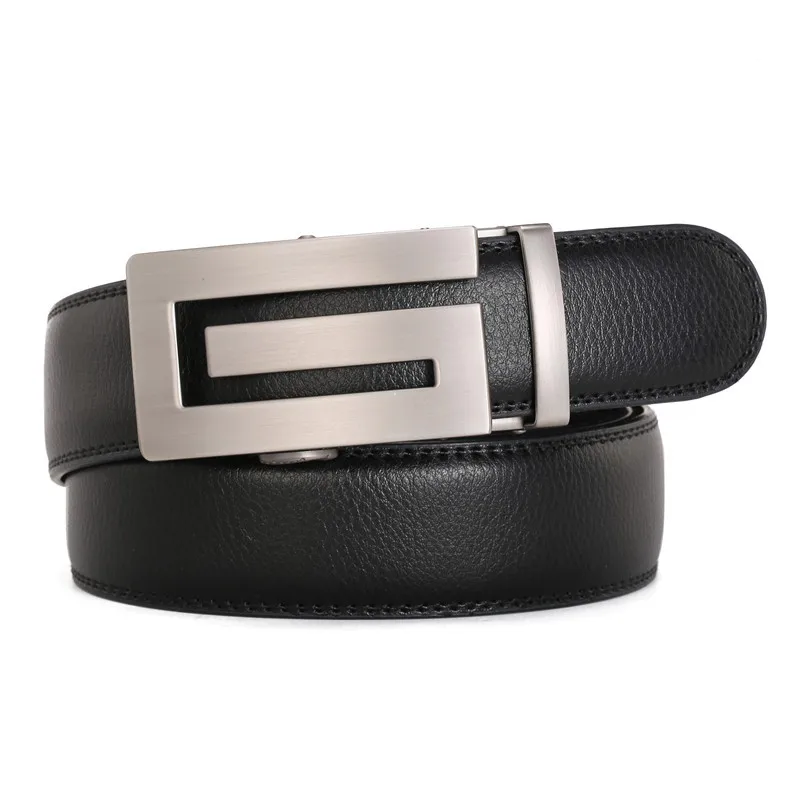 

Men's Leather Belt Business Automatic Belt Luxury Brand Designer Cowhide white ratchet Belts for Man red 130cm