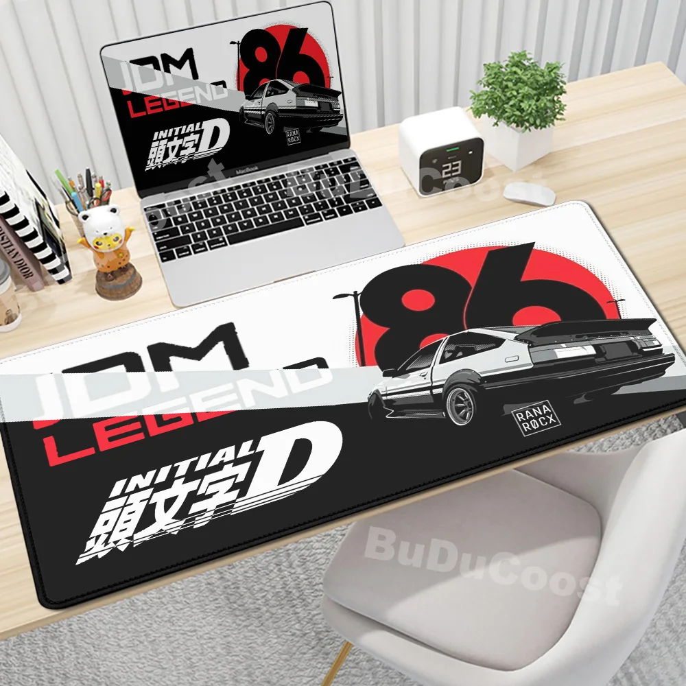 thumbnail image 1 of Alfombrilla de ratón para juegos, antideslizante, con diseño de anime Initial D, alfombrilla grande para escritorio de oficina, alfombrilla de goma con arte en blanco y negro, 1 of 5