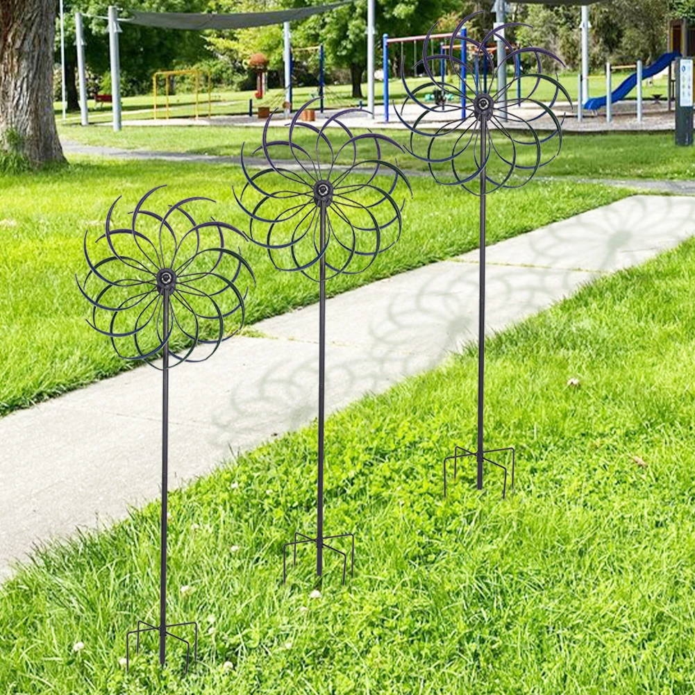 Rainbow Color Windmill Double-Layer Public Craft Windmill Wear Resist Outdoor Wind Catcher for Yard Decoration Accessories Tool