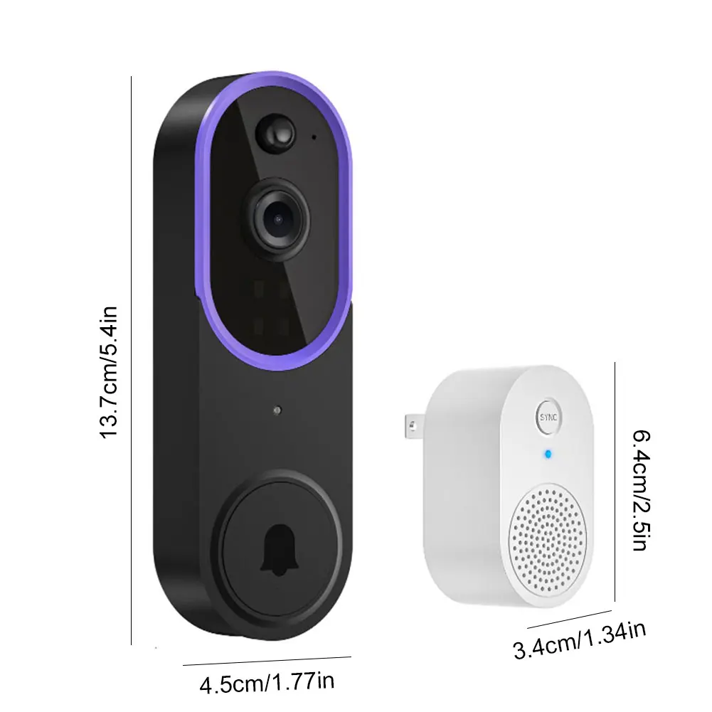 1080P Smart Video Doorbell Camera Wireless Wi-Fi Video Safedoorbell Motion Detection Night Vision Two-Way Audio Camera for Home