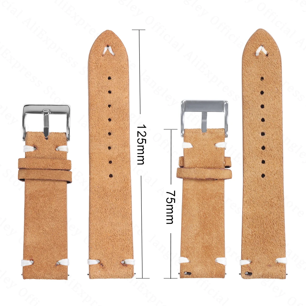 Vintage Handmade Suede Soft Watch Strap with Quick Release