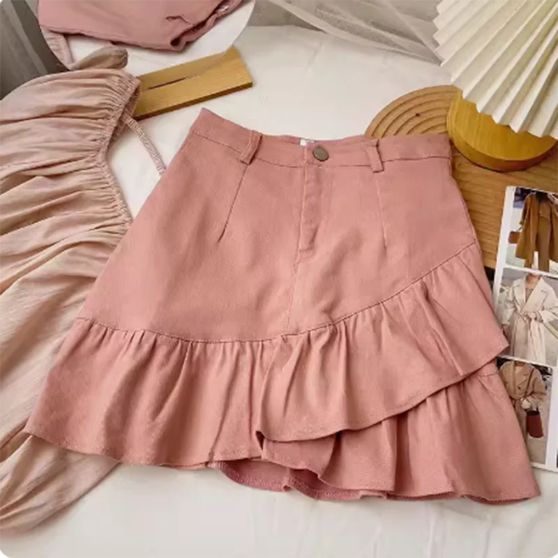 

Женская джинсовая юбка с оборками, необычная облегающая Однотонная юбка с высокой талией, весна-лето 2024