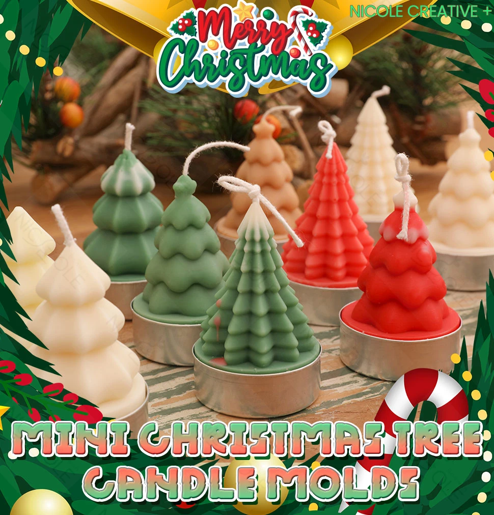 3D Mini Christmas Tree Candle Molds DIY Christmas Candle Making Handmade Soap Chocolate Tools Holiday Gifts Home Decor