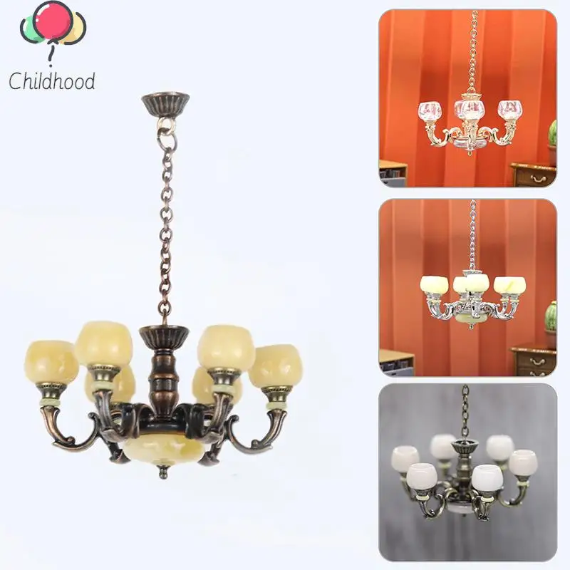 

1:12 Dollhouse Miniature Lamp Chandelier Light Working Ceiling Lamp Light Furniture Model Decor Toy Doll House Accessories