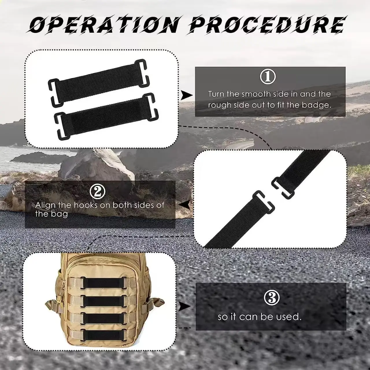 Neue Molle Patches Befestigung Haken & Schleife Panel DIY Abzeichen Patch Display Halter Bord Taschen Rucksack Weste Konverter Band Adapter – Detail 7