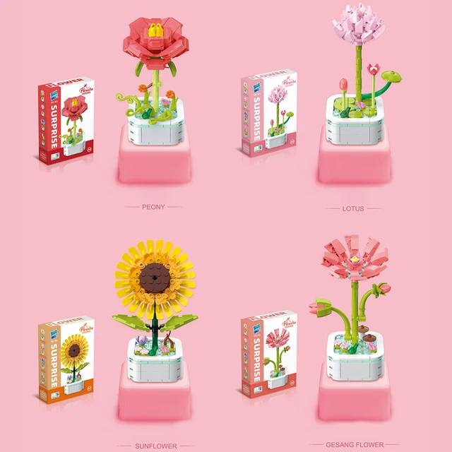 Bouquet Building Block Set Plant Potted Bricks Toys Sunflower Rose Tulip Simulation Flower Desktop Ornament Girls Romantic Gifts - Image 6