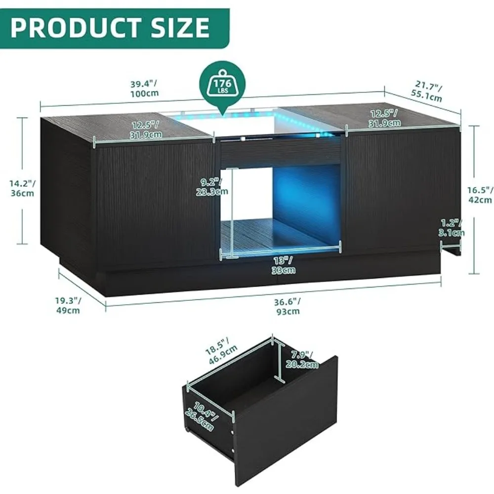 Tea and Coffee Tables for Living Room, LED Coffee Table, Center Table, Salon End of Tables, Dining Side Service, Café 2