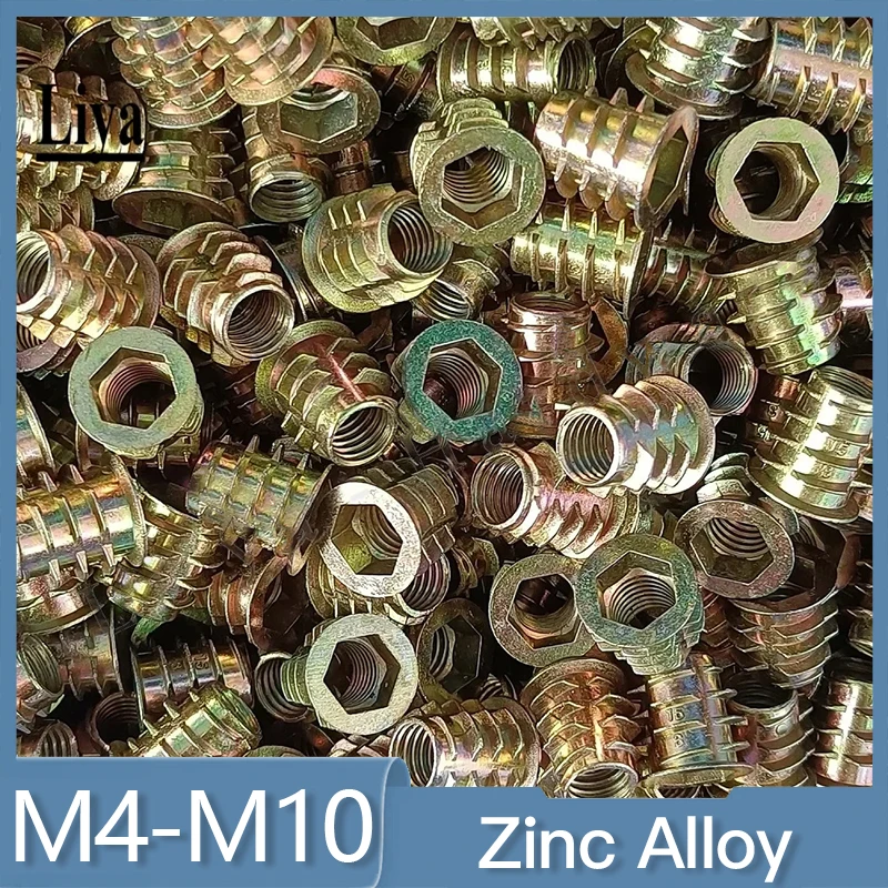 Insert Nut 10Pcs M4 M5 M6 M8 Zinc Alloy Thread for Wood Flanged Hex Drive Head Furniture Nuts Selection 8mm To 25mm insert nut