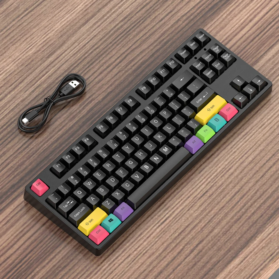 

87 Key Mechanical Keyboard USB Wired LED Backlit Axis Gaming Mechanical Keyboard Blue Switches For Desktop Gaming Keyboard Gamer