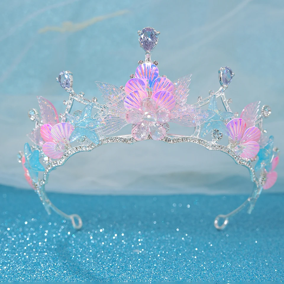 IYOU Bruiloft Halo Hoofdband Kristal Blauw Hoofddeksel Bloem Blad Haarbanden Festival Bruids Haaraccessoires voor Vrouwen