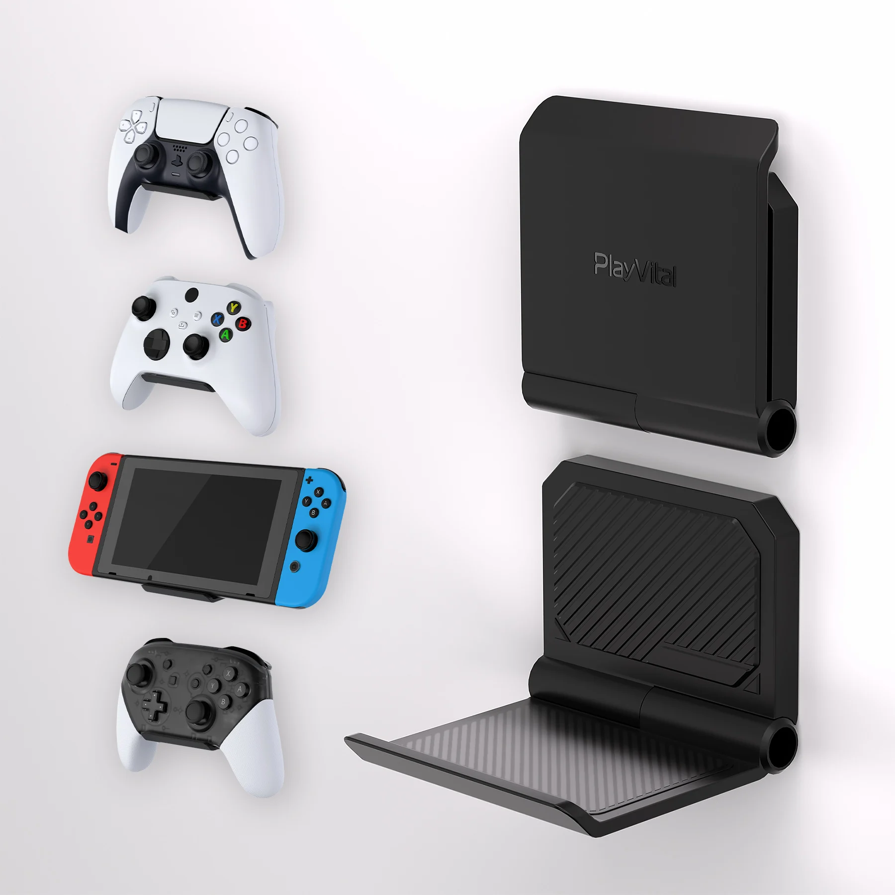 

PlayVital 2 Set Universal FOLD Controller Wall Stand for ps5/4, Xbox Series X/S, Switch Pro, Gaming Headset Stand, Wall Holder