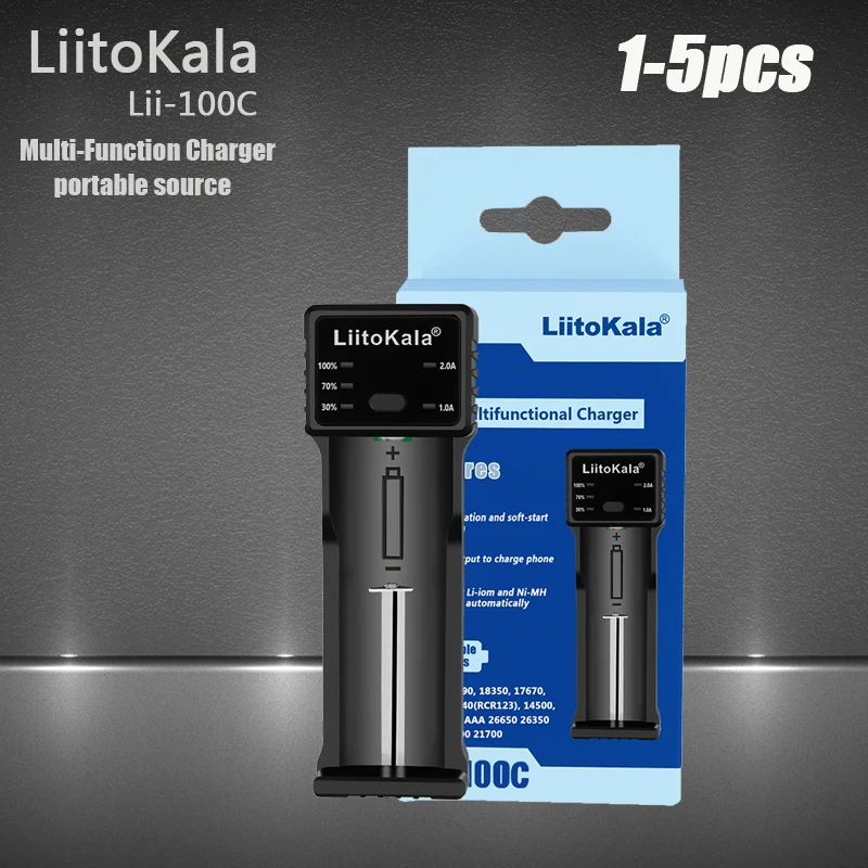 

1-5PCS LiitoKala Lii-C2+U1 18650 Battery smart Charger For 21700/26650/18350/16340/18500/AA/AAA 3.7V 1.2V Ni-MH Ni-Cd