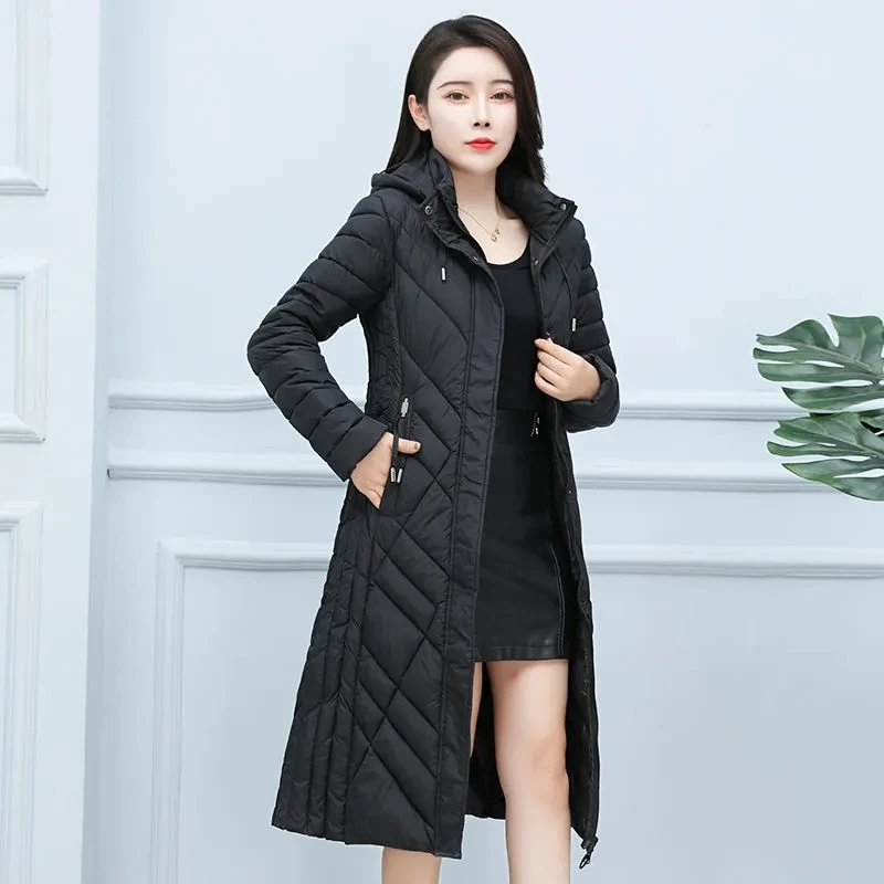 

2022 Autumn Winter New Down Padded Jackets Womens Korean Fashion Casual Cotton Coats Women' Hooded Large Size Over Knee Parkas