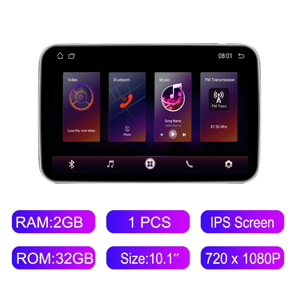 10.1 بوصة HD 1280*720 أندرويد سيارة مسند الرأس رصد...