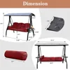 Outdoor Porch Swing with Polycarbonate Hardtop, 3 Seat Patio Swing with Convertible Backrest, 2 Side Cup Holder, Cushion 6